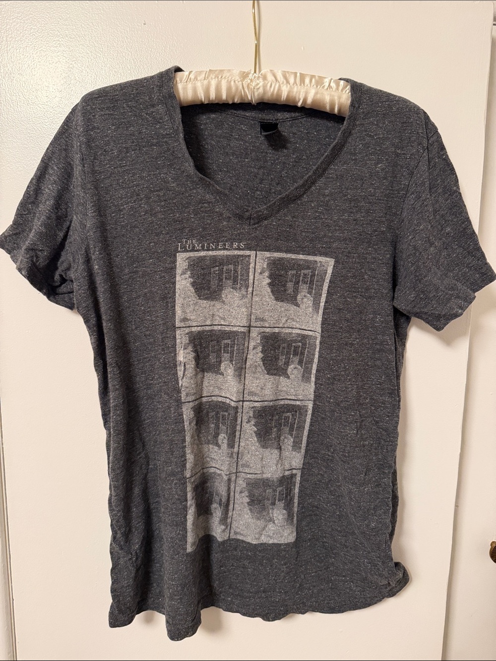 Men's Charcoal Gray V-Neck Graphic Tee